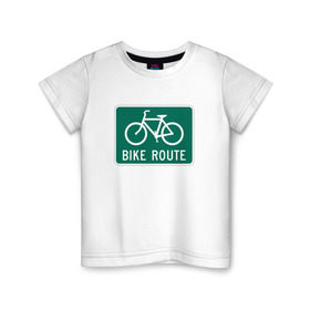 Детская футболка хлопок с принтом Дорога для велосипедистов в Кировске, 100% хлопок | круглый вырез горловины, полуприлегающий силуэт, длина до линии бедер | велосипед | дорожный велосипедный знак знак | спорт | экстрим