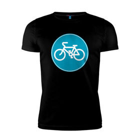 Мужская футболка премиум с принтом Велосипедный знак в Кировске, 92% хлопок, 8% лайкра | приталенный силуэт, круглый вырез ворота, длина до линии бедра, короткий рукав | велосипед | велосипедный знак приятного цвета.знак | спорт | экстрим