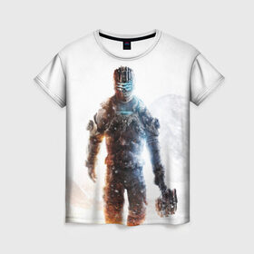 Женская футболка 3D с принтом Isaac Clark в Кировске, 100% полиэфир ( синтетическое хлопкоподобное полотно) | прямой крой, круглый вырез горловины, длина до линии бедер | dead | horror | isaac clark | space | игра | космос
