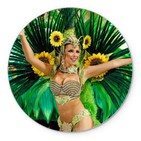 Коврик круглый с принтом Карнавал в Рио в Кировске, резина и полиэстер | круглая форма, изображение наносится на всю лицевую часть | бразилия