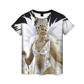 Женская футболка 3D с принтом Карнавал в Рио в Кировске, 100% полиэфир ( синтетическое хлопкоподобное полотно) | прямой крой, круглый вырез горловины, длина до линии бедер | Тематика изображения на принте: бразилия
