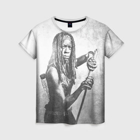 Женская футболка 3D с принтом Мишонн в Кировске, 100% полиэфир ( синтетическое хлопкоподобное полотно) | прямой крой, круглый вырез горловины, длина до линии бедер | the walking dead | кино | мертвецы | ужасы | ходячие