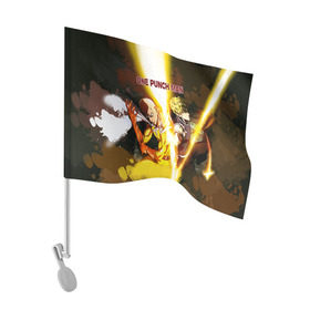 Флаг для автомобиля с принтом One punch man в Кировске, 100% полиэстер | Размер: 30*21 см | anime | ван пач ман | ван пач мен | ванпанчман | ванпанчмен | ванпачман | ванпачмен | генос | сайтама