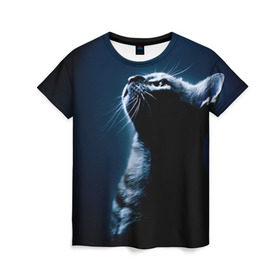 Женская футболка 3D с принтом Котёнок в Кировске, 100% полиэфир ( синтетическое хлопкоподобное полотно) | прямой крой, круглый вырез горловины, длина до линии бедер | animal