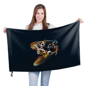 Флаг 3D с принтом Motorcycle Racing в Кировске, 100% полиэстер | плотность ткани — 95 г/м2, размер — 67 х 109 см. Принт наносится с одной стороны | Тематика изображения на принте: motocross | motorcycle racing | мотоцикл
