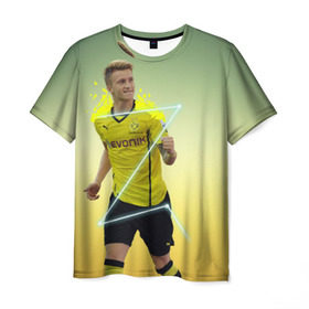 Мужская футболка 3D с принтом Marco Reus в Кировске, 100% полиэфир | прямой крой, круглый вырез горловины, длина до линии бедер | marco | reus | боруссия | германия | дортмунд | марко