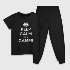 Детская пижама хлопок с принтом Keep Calm im a Gamer в Кировске, 100% хлопок |  брюки и футболка прямого кроя, без карманов, на брюках мягкая резинка на поясе и по низу штанин
 | 