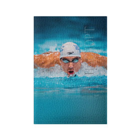 Обложка для паспорта матовая кожа с принтом Пловец в Кировске, натуральная матовая кожа | размер 19,3 х 13,7 см; прозрачные пластиковые крепления | плавание | спорт