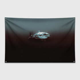 Флаг-баннер с принтом Акула в Кировске, 100% полиэстер | размер 67 х 109 см, плотность ткани — 95 г/м2; по краям флага есть четыре люверса для крепления | акула | море | хищник