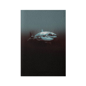 Обложка для паспорта матовая кожа с принтом Акула в Кировске, натуральная матовая кожа | размер 19,3 х 13,7 см; прозрачные пластиковые крепления | Тематика изображения на принте: акула | море | хищник