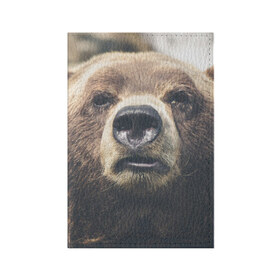 Обложка для паспорта матовая кожа с принтом Русский медведь в Кировске, натуральная матовая кожа | размер 19,3 х 13,7 см; прозрачные пластиковые крепления | медведь | россия | русский | символ | ссср