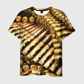 Мужская футболка 3D с принтом Золотые патроны в Кировске, 100% полиэфир | прямой крой, круглый вырез горловины, длина до линии бедер | Тематика изображения на принте: война | гильза | золото | оружие | патрон | пуля
