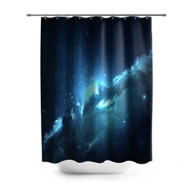 Штора 3D для ванной с принтом Atlantis Nebula в Кировске, 100% полиэстер | плотность материала — 100 г/м2. Стандартный размер — 146 см х 180 см. По верхнему краю — пластиковые люверсы для креплений. В комплекте 10 пластиковых колец | вселенная | галактика | звезда | космос | небеса