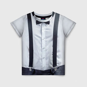 Детская футболка 3D с принтом Рубашка с подтяжками в Кировске, 100% гипоаллергенный полиэфир | прямой крой, круглый вырез горловины, длина до линии бедер, чуть спущенное плечо, ткань немного тянется | бабочка