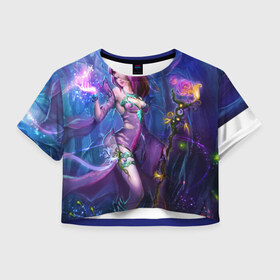 Женская футболка 3D укороченная с принтом League of Legends в Кировске, 100% полиэстер | круглая горловина, длина футболки до линии талии, рукава с отворотами | 