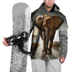 Накидка на куртку 3D с принтом Дикий слон в Кировске, 100% полиэстер |  | слон