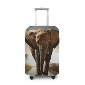 Чехол для чемодана 3D с принтом Дикий слон в Кировске, 86% полиэфир, 14% спандекс | двустороннее нанесение принта, прорези для ручек и колес | слон
