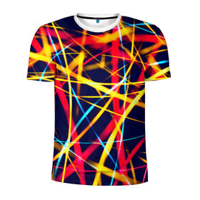 Мужская футболка 3D спортивная с принтом Blink в Кировске, 100% полиэстер с улучшенными характеристиками | приталенный силуэт, круглая горловина, широкие плечи, сужается к линии бедра | лучи | новые | плетение | прикольные | свет | текстуры | яркие