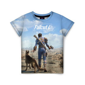 Детская футболка 3D с принтом Fallout 4 в Кировске, 100% гипоаллергенный полиэфир | прямой крой, круглый вырез горловины, длина до линии бедер, чуть спущенное плечо, ткань немного тянется | fallout | fallout 4