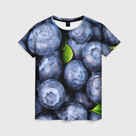 Женская футболка 3D с принтом Черника в Кировске, 100% полиэфир ( синтетическое хлопкоподобное полотно) | прямой крой, круглый вырез горловины, длина до линии бедер | дерево | куст | природа | черника | ягода