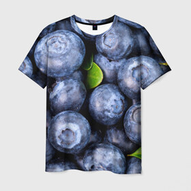 Мужская футболка 3D с принтом Черника в Кировске, 100% полиэфир | прямой крой, круглый вырез горловины, длина до линии бедер | дерево | куст | природа | черника | ягода