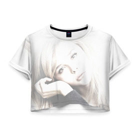 Женская футболка 3D укороченная с принтом Хлоя Морец в Кировске, 100% полиэстер | круглая горловина, длина футболки до линии талии, рукава с отворотами | chloe | moretz | волна | кино | пипец
