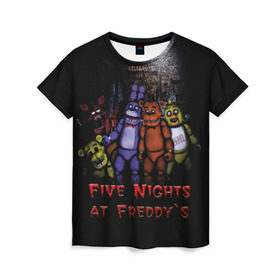 Женская футболка 3D с принтом Five Nights At Freddy`s в Кировске, 100% полиэфир ( синтетическое хлопкоподобное полотно) | прямой крой, круглый вырез горловины, длина до линии бедер | five nights at freddys | five nights at freddys по мотивам игрыfreddy | игры | мишка | фнаф | фредди