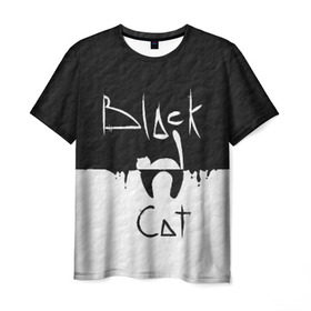 Мужская футболка 3D с принтом Black cat в Кировске, 100% полиэфир | прямой крой, круглый вырез горловины, длина до линии бедер | черный кот