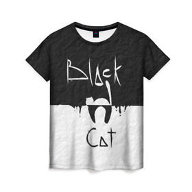 Женская футболка 3D с принтом Black cat в Кировске, 100% полиэфир ( синтетическое хлопкоподобное полотно) | прямой крой, круглый вырез горловины, длина до линии бедер | черный кот