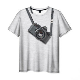 Мужская футболка 3D с принтом Фотоаппарат на груди в Кировске, 100% полиэфир | прямой крой, круглый вырез горловины, длина до линии бедер | camera | зеркалка | камера | фотик | фото | фотоаппарат | фотографировать