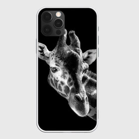 Чехол для iPhone 12 Pro Max с принтом Жираф в Кировске, Силикон |  | Тематика изображения на принте: африка | животное | жираф | фон | фото | черно белое | черный