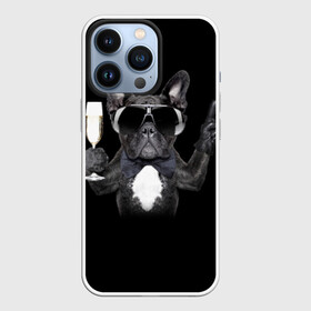 Чехол для iPhone 13 Pro с принтом Бульдог в очках в Кировске,  |  | бульдог | в очках | знак | очки | перчатка | победа | французский | фужер