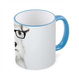 Кружка 3D с принтом Собака в очках в Кировске, керамика | ёмкость 330 мл | белый | домашнее | животное | очки | пес | прикол | собака в очках | умный | ученый | эрдельтерьер