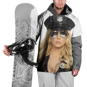 Накидка на куртку 3D с принтом Девушка полицейский в Кировске, 100% полиэстер |  | блондинка | девушка | кожа | очки | форма | фуражка