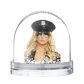 Водяной шар с принтом Девушка полицейский в Кировске, Пластик | Изображение внутри шара печатается на глянцевой фотобумаге с двух сторон | блондинка | девушка | кожа | очки | форма | фуражка