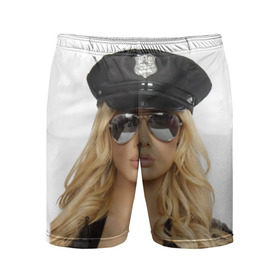 Мужские шорты 3D спортивные с принтом Девушка полицейский в Кировске,  |  | блондинка | девушка | кожа | очки | форма | фуражка