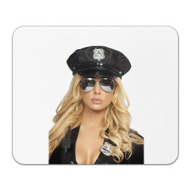 Коврик прямоугольный с принтом Девушка полицейский в Кировске, натуральный каучук | размер 230 х 185 мм; запечатка лицевой стороны | блондинка | девушка | кожа | очки | форма | фуражка
