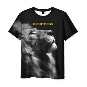 Мужская футболка 3D с принтом Greatness (Величие) в Кировске, 100% полиэфир | прямой крой, круглый вырез горловины, длина до линии бедер | lion | великий | киска | кот | кошка | лев | сильный