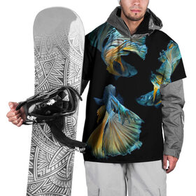 Накидка на куртку 3D с принтом Бойцовая рыбка в Кировске, 100% полиэстер |  | аквариумная | бойцовая | красивый | плавники | рыба | рыбка | хвост | япаонская