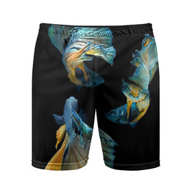Мужские шорты 3D спортивные с принтом Бойцовая рыбка в Кировске,  |  | аквариумная | бойцовая | красивый | плавники | рыба | рыбка | хвост | япаонская