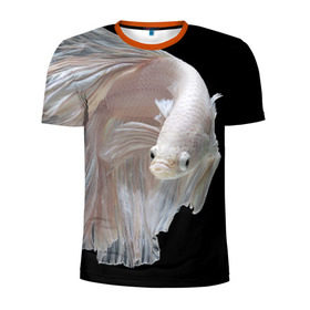 Мужская футболка 3D спортивная с принтом Бойцовая рыбка в Кировске, 100% полиэстер с улучшенными характеристиками | приталенный силуэт, круглая горловина, широкие плечи, сужается к линии бедра | аквариумная | бойцовая | красивый | плавники | рыба | рыбка | хвост | япаонская