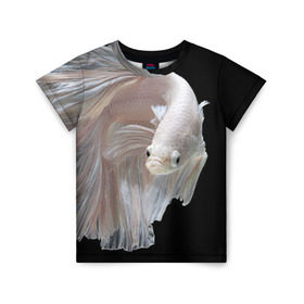 Детская футболка 3D с принтом Бойцовая рыбка в Кировске, 100% гипоаллергенный полиэфир | прямой крой, круглый вырез горловины, длина до линии бедер, чуть спущенное плечо, ткань немного тянется | аквариумная | бойцовая | красивый | плавники | рыба | рыбка | хвост | япаонская