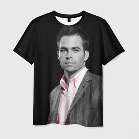 Мужская футболка 3D с принтом Крис Пайн в Кировске, 100% полиэфир | прямой крой, круглый вырез горловины, длина до линии бедер | celebrity | chris pine | актёр | американский | знаменитость | крис пайн