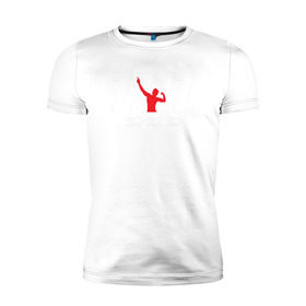 Мужская футболка премиум с принтом Zyzz White в Кировске, 92% хлопок, 8% лайкра | приталенный силуэт, круглый вырез ворота, длина до линии бедра, короткий рукав | bodybuilding | zyzz | бодибилдинг | зиз | качок | мышцы