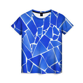 Женская футболка 3D с принтом Битое стекло в Кировске, 100% полиэфир ( синтетическое хлопкоподобное полотно) | прямой крой, круглый вырез горловины, длина до линии бедер | абстракция | витраж | мозаика | стекло