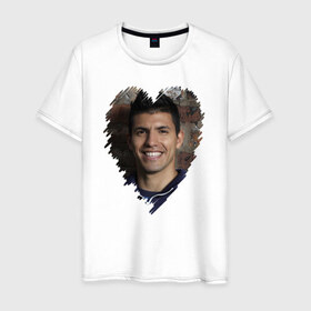 Мужская футболка хлопок с принтом Серхио Агуэро - лучший в Кировске, 100% хлопок | прямой крой, круглый вырез горловины, длина до линии бедер, слегка спущенное плечо. | 
