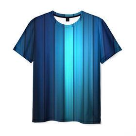 Мужская футболка 3D с принтом Blue lines в Кировске, 100% полиэфир | прямой крой, круглый вырез горловины, длина до линии бедер | абстракт lines blue