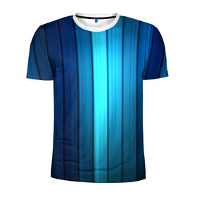 Мужская футболка 3D спортивная с принтом Blue lines в Кировске, 100% полиэстер с улучшенными характеристиками | приталенный силуэт, круглая горловина, широкие плечи, сужается к линии бедра | абстракт lines blue