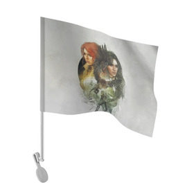 Флаг для автомобиля с принтом Ведьмак в Кировске, 100% полиэстер | Размер: 30*21 см | gerald | wild hunt | witcher | ведьмак | геральд | дикая охота