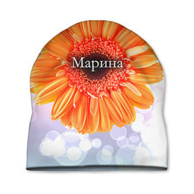 Шапка 3D с принтом Марина в Кировске, 100% полиэстер | универсальный размер, печать по всей поверхности изделия | девушке | имя | любимой | марина | подарок | подарок любимой | подарок на 8 марта | подарок на день рождения | с 8 марта | цветок | цветы